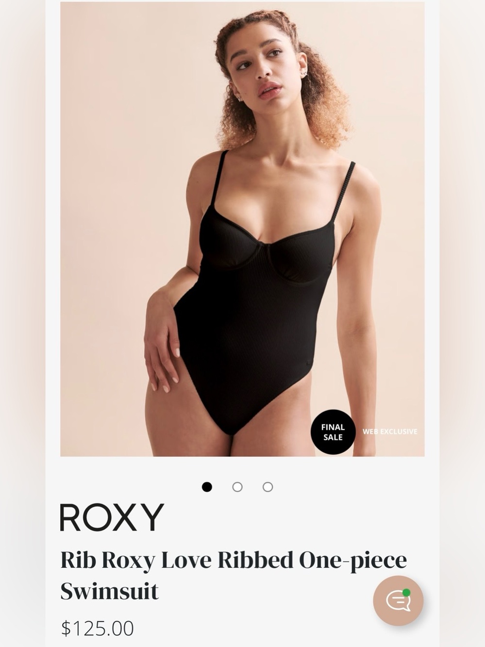 Roxy Ribbed Black One-Piece Swimsuit
